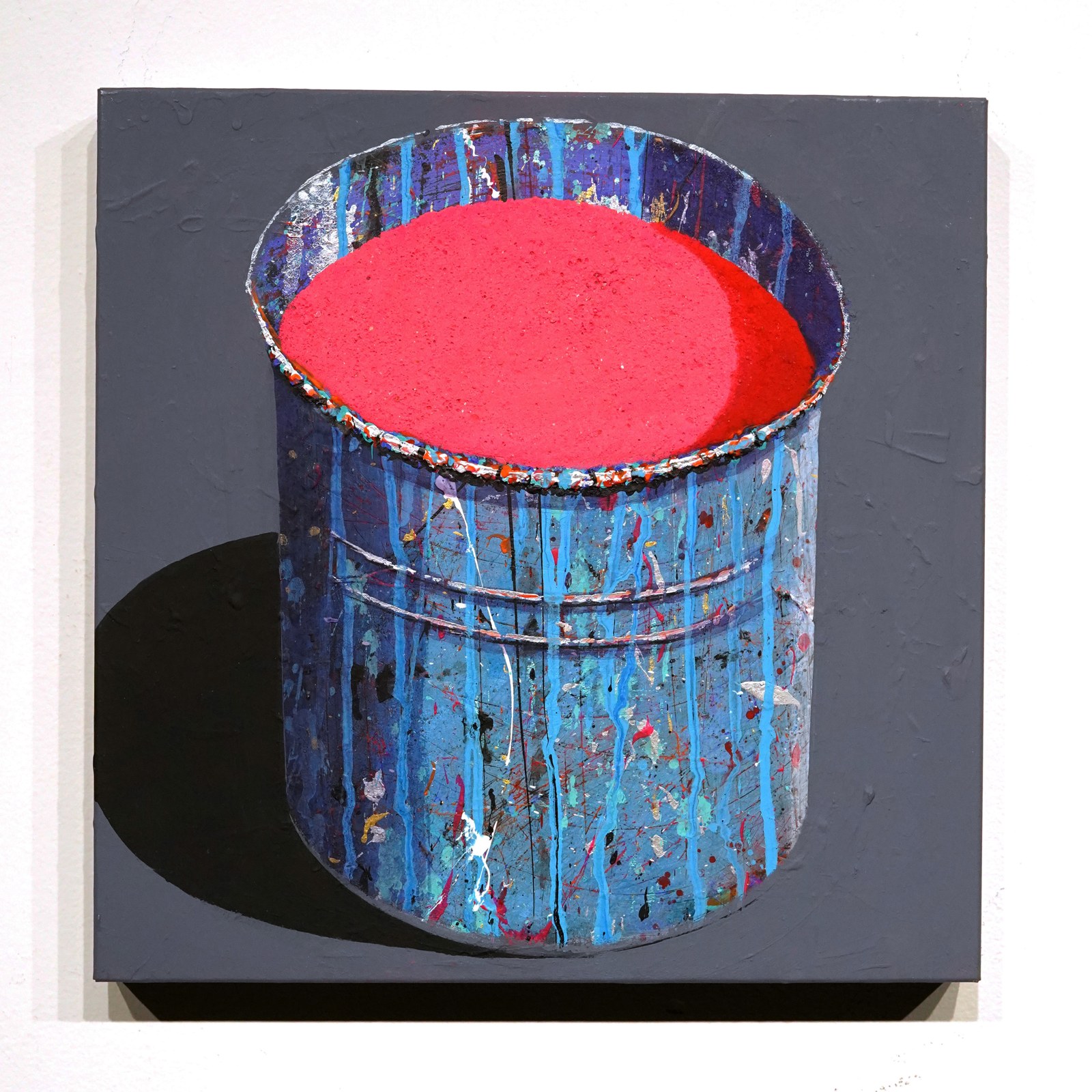 Pot bleu - Pigment rose fluo