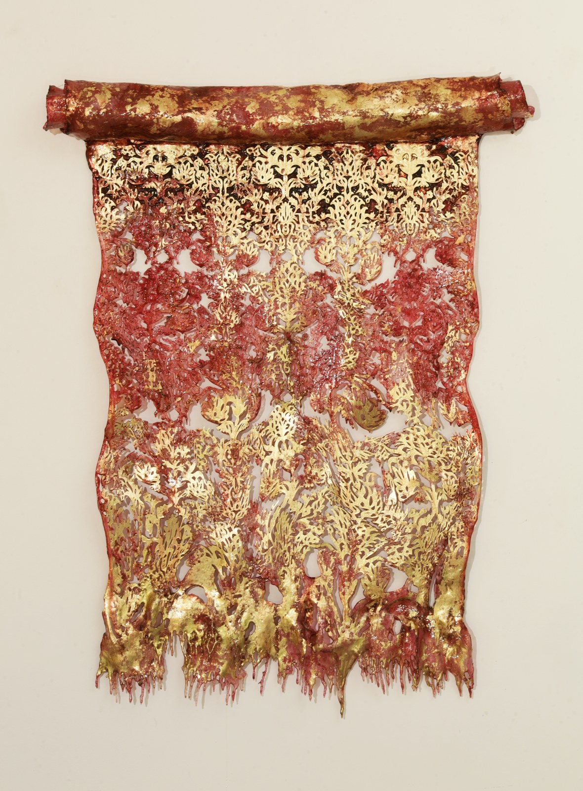 Liquid carpet red and gold